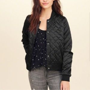 Hollister Quilted Bomber Jacket Small Black
